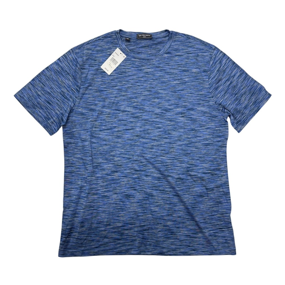 Saks Fifth Avenue Modern Mens Blue Space Dye Cotton Crewneck T-Shirt Large NWT